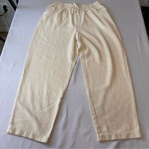 Vintage Silk Exchange Medium 100% Linen Wide Leg Pants- Off White
